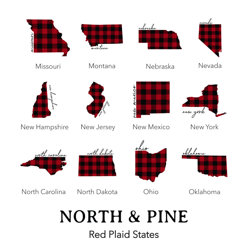 Red Plaid State - Square Canvas Pillow
