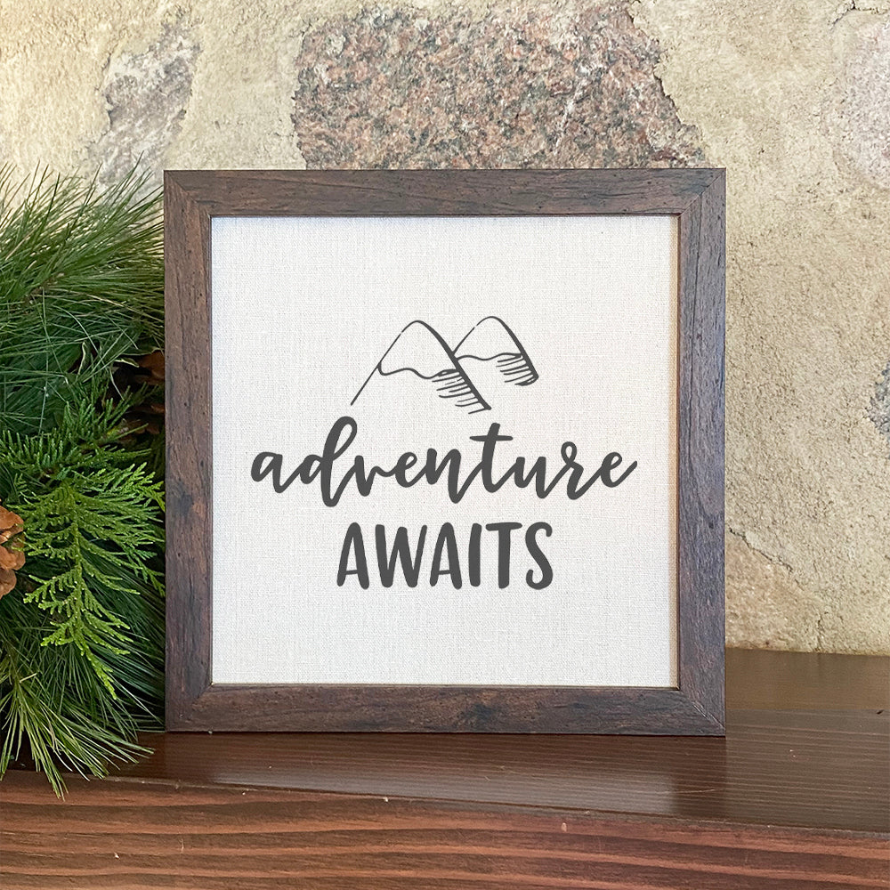 Adventure Awaits (Mountains) - Framed Sign