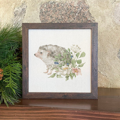Floral Hedgehog - Framed Sign