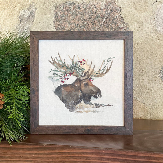Winter Moose - Framed Sign