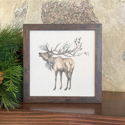 Winter Elk - Framed Sign