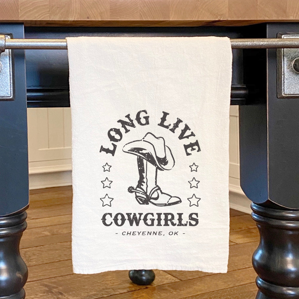 Long Live Cowgirls w/ City, State - Cotton Tea Towel