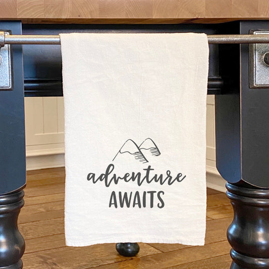 Adventure Awaits (Mountains) - Cotton Tea Towel