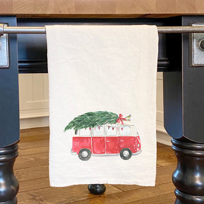 Vintage Van with Tree - Cotton Tea Towel