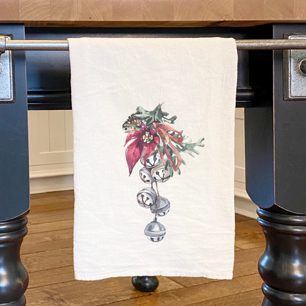Poinsettia Bells - Cotton Tea Towel