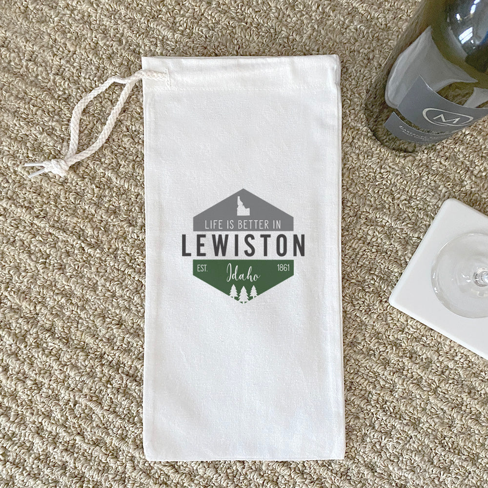 Life is Better w/ City, State - Canvas Wine Bag