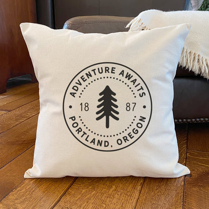 Tree Stamp w/ City, State - Square Canvas Pillow