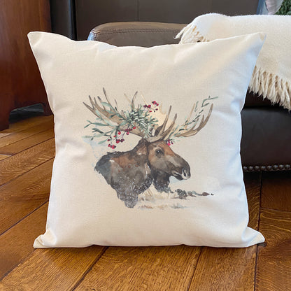 Winter Moose - Square Canvas Pillow